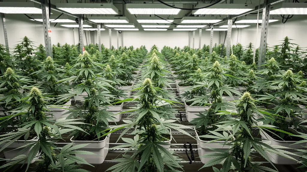 Plants de chanvre CBD en culture indoor montrant variations légères